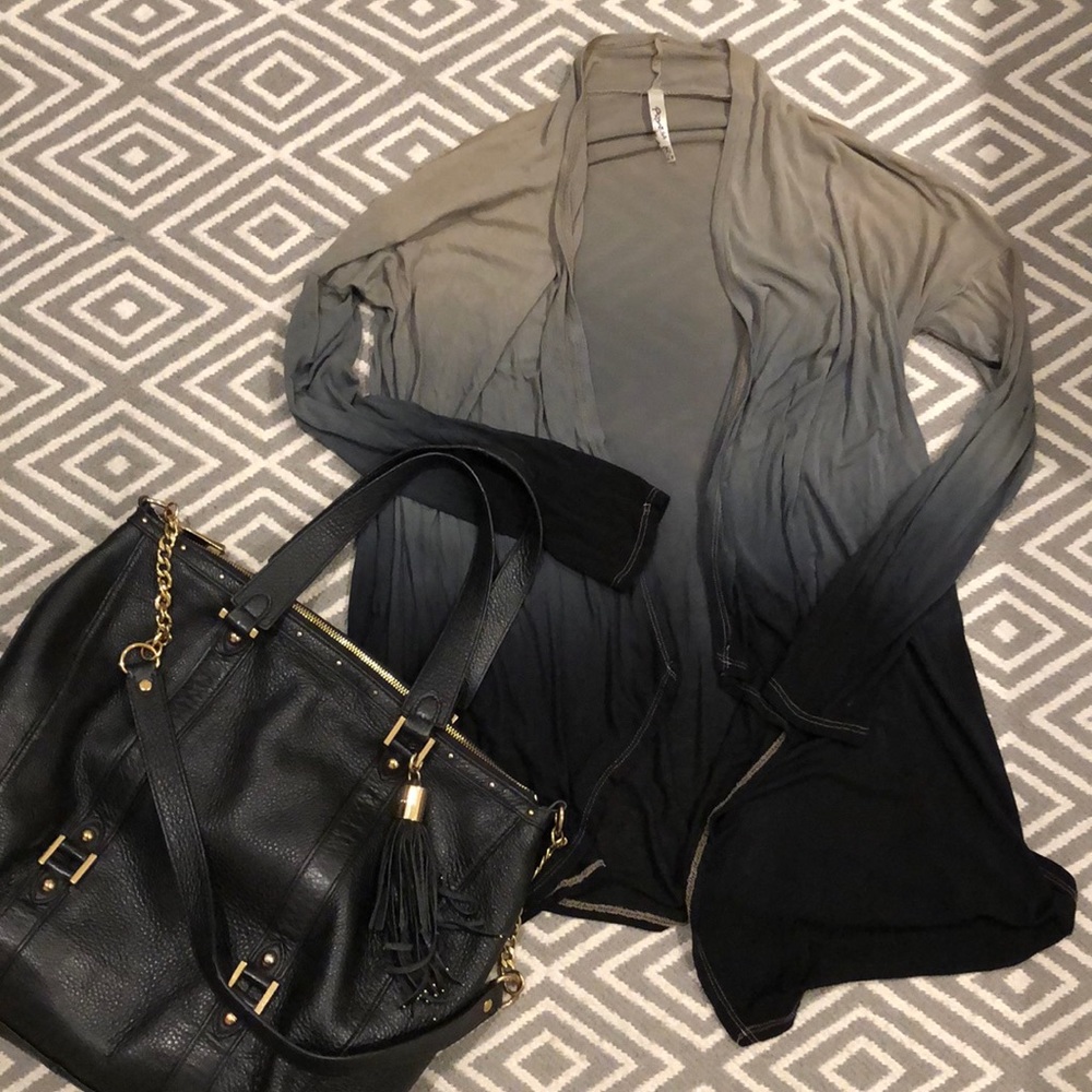Black and Gray Ombré Soft Drape Cardigan